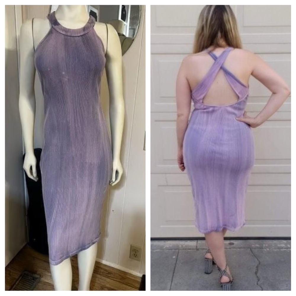 Young, Fabulous and Broke purple tye dye crisscross back midi dress 37352
